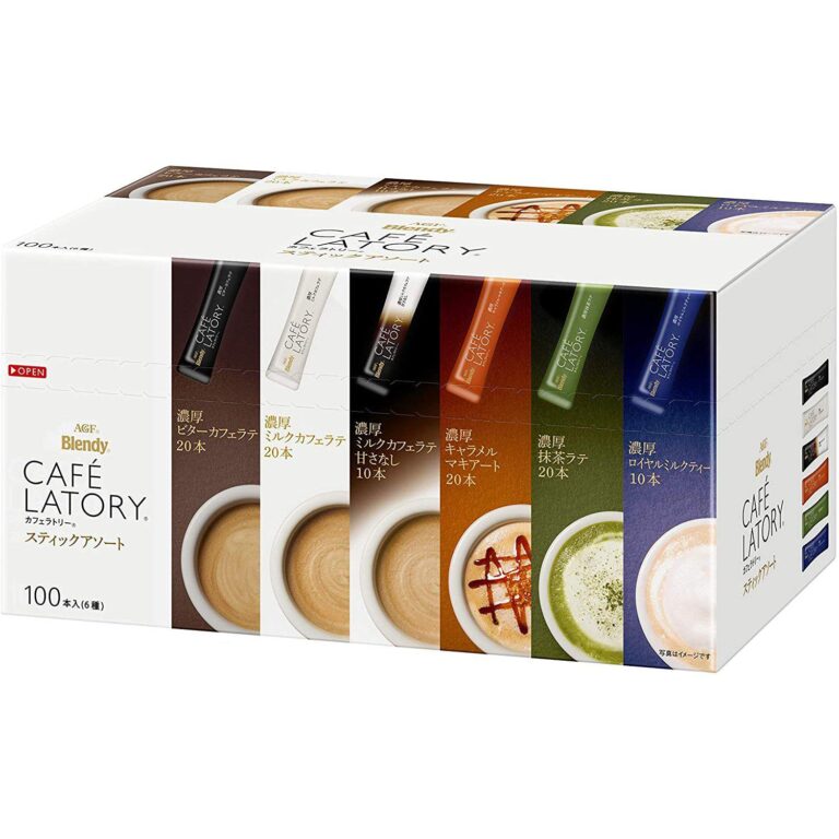 "100 Sticks of AGF Blendy Cafe Latory Instant Tea & Coffee Assortment Box - Delicious & Convenient!"