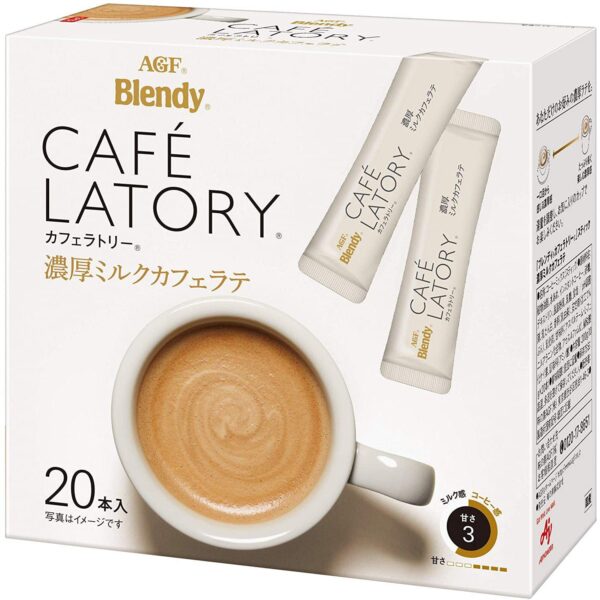 "Rich Milk Cafe Latte: 20 Sticks of AGF Blendy Cafe Latory for a Delicious Coffee Experience"