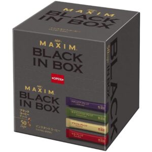 "50 Sticks of AGF Maxim Black In Box Instant Coffee Assortment - Delicious & Convenient!"