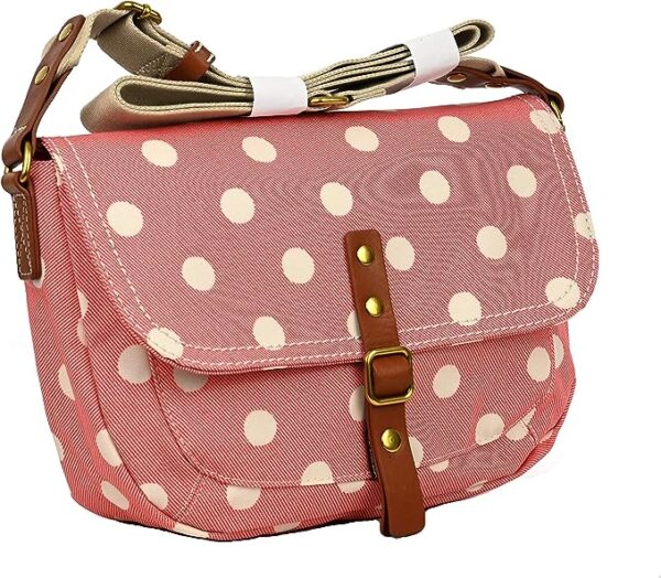Cath Kidston Satchel Across Body Bag Button Spot Twill in Red, - Image 5