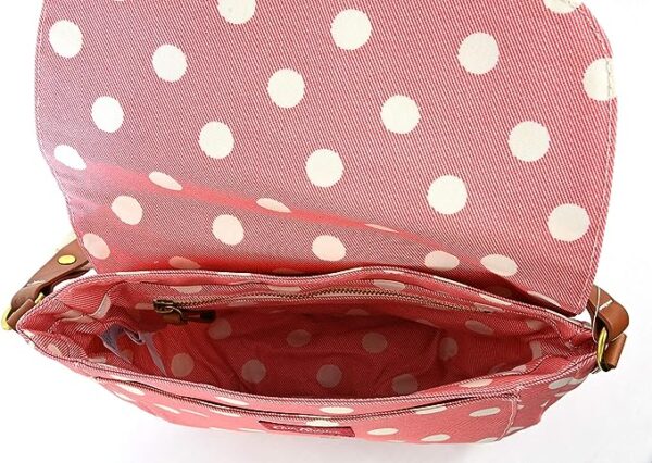 Cath Kidston Satchel Across Body Bag Button Spot Twill in Red, - Image 6