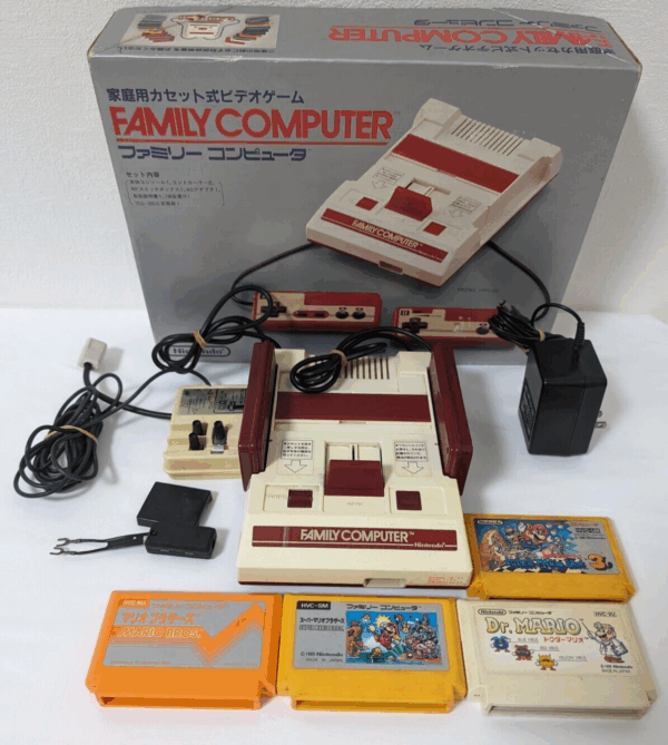 Nintendo Family Computer HVC-001 Famicom Console + Mario Bros Games Bundle