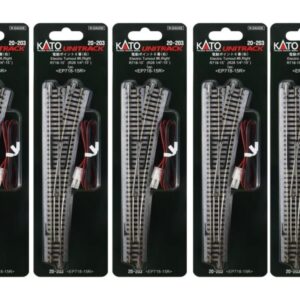 Kato Electric Turnout #6 Right - Premium N-Gauge Track with R718-15° Radius - 5 Pack, New