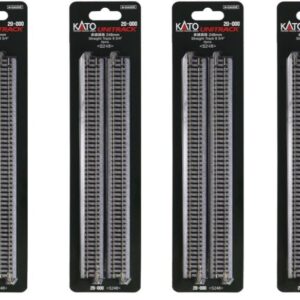 Kato 20-000 N Gauge Premium 9 3/4 Straight Track - 10 Sets of 4 Pieces - Effortless Expansion for Model Railways