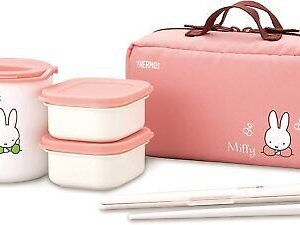 THERMOS Insulation Lunch Box Miffy Chopsticks & Pouch Set Pink DBQ-255B