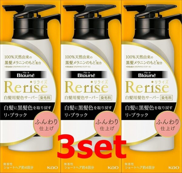 Kao Brone Rerise Hair Color Server for Gray Hair Re-Black Soft Finish 155g x 3