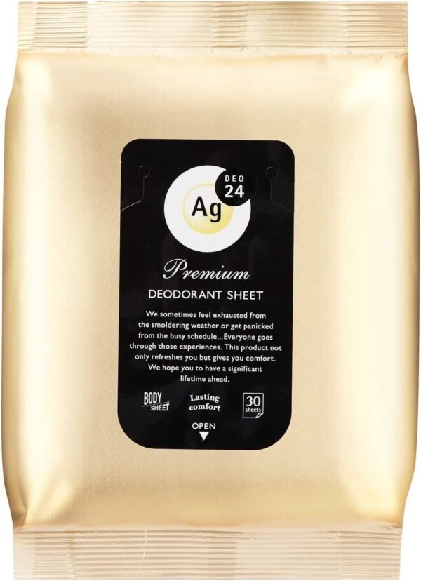 Shiseido Ag DEO24 Premium Deodorant Sheet Unscented Body Paper 3Pack Set 30sheet - Image 3