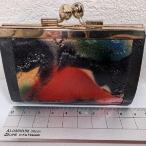 Vintage Japanese Coin Purse with Artistic Abstract Design, Clasp Closure
