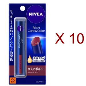 NIVEA Rich Care&Color Lip Stick Bordeaux 10Pack/2g Kao SPF20 PA++ Made in Japan