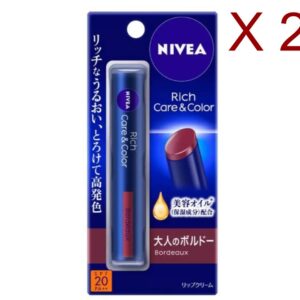 NIVEA Rich Care&Color Lip Stick Bordeaux 2Pack/2g Kao SPF20 PA++ Made in Japan