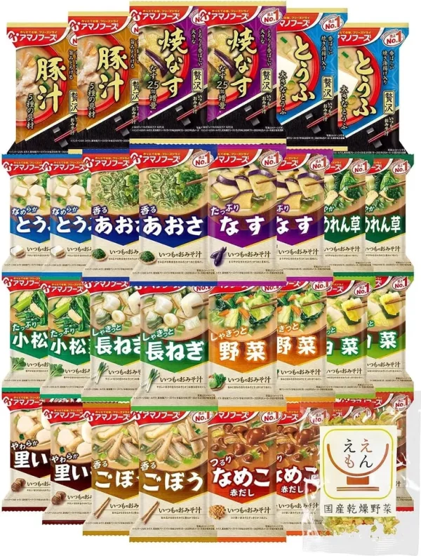 Amano  Foods Freeze-Dried Miso Soup - Regular Miso Soup 15 kinds 30 servings