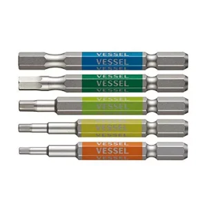 VESSEL 40V Single Head Hex Bit Set 5pc 2.5/3/4/5/6mm × 65mm GS5P-3 Compatible