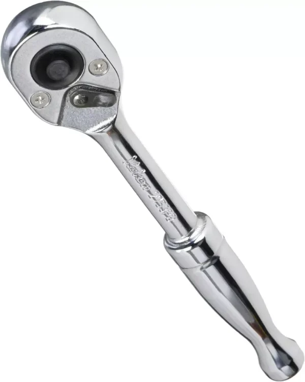 Koken 1/4" SQ Push Button Ratchet Handle Polished Grip 11cm Length Japan - Image 2