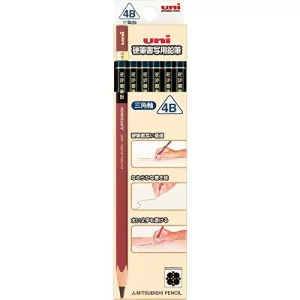 Mitsubishi UKS3K4B 4B Triangular Axis Penmanship Pencils - 1 Dozen