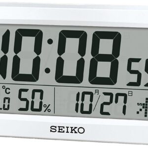 Seiko GP502W Digital Clock Calendar Temperature Display White Pearl