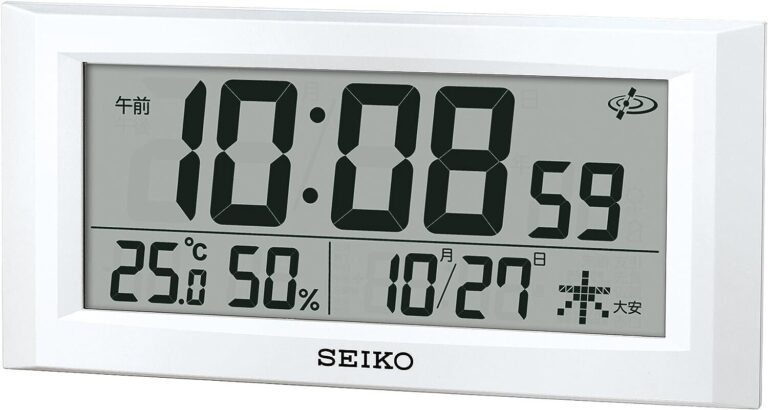 Seiko GP502W Digital Clock Calendar Temperature Display White Pearl