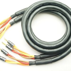 MOGAMI 3104 Speaker Cable Pair with Rhodium Banana Plugs – 1.5m x 2, 14.5mm OFC from Japan