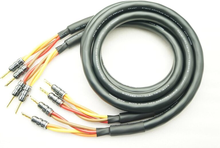 MOGAMI 3104 Speaker Cable Pair with Rhodium Banana Plugs – 1.5m x 2, 14.5mm OFC from Japan