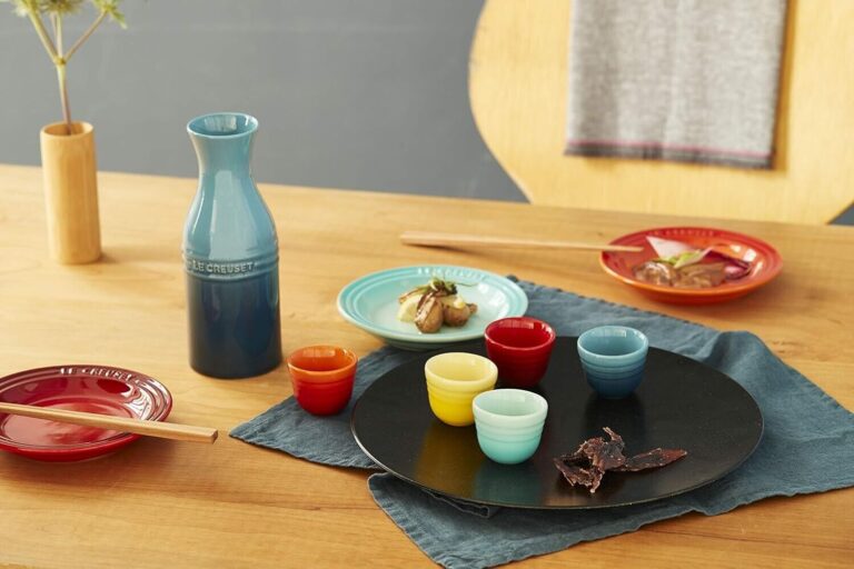 Le Creuset Stoneware Sake Set – Multi-Color Tokkuri & Ochoko Cups - Image 6