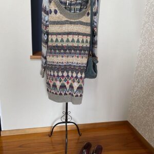 Free People Nordic Fair Isle Pullover Tunic Sweater Dress M/L Eagle Wool