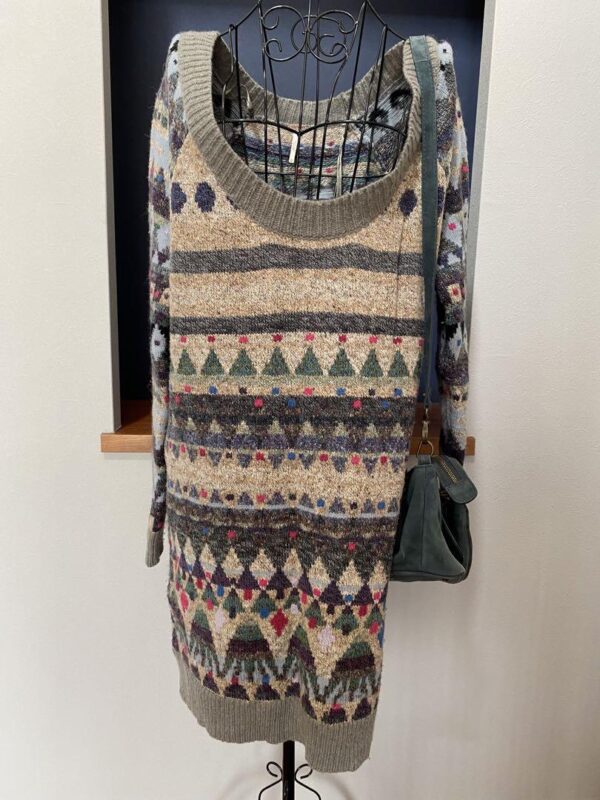 Free People Nordic Fair Isle Pullover Tunic Sweater Dress M/L Eagle Wool - Image 3
