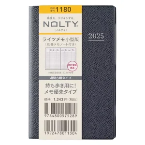 NOLTY 2025 Weekly Planner Notebook Small Dark Navy 1180 Memo Edition - Japan Organizer