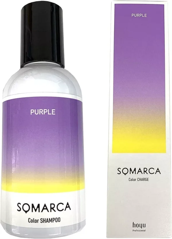Hoyu Marka Color Shampoo Purple 150ml + Color Charge 130g Set - Tone Enhancing Japan - Image 2