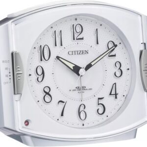 Citizen Analog Radio-Controlled Alarm Clock with Auto Night Light, Rhythm Design