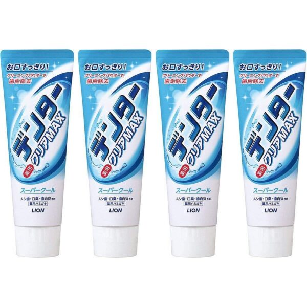LION Denter Clear MAX Super Cool Toothpaste – 4 Pack (140g Each) – Made in Japan
