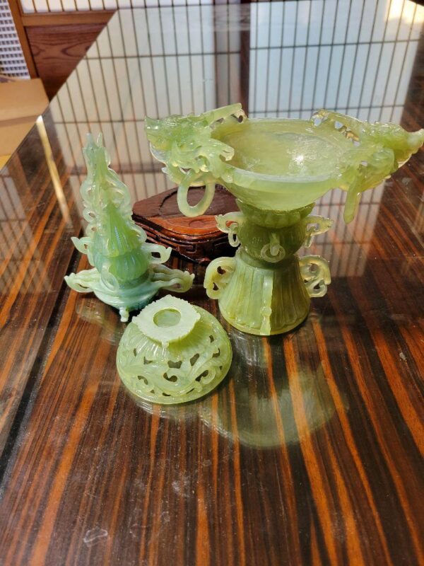 Antique Jade Incense Burner (With Damaged Parts) – Rare One-of-a-Kind Item - Image 3