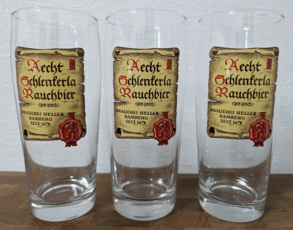 "Aecht Schlenkerla Rauchbier Glasses 0.5L, Set of 3 - Traditional German